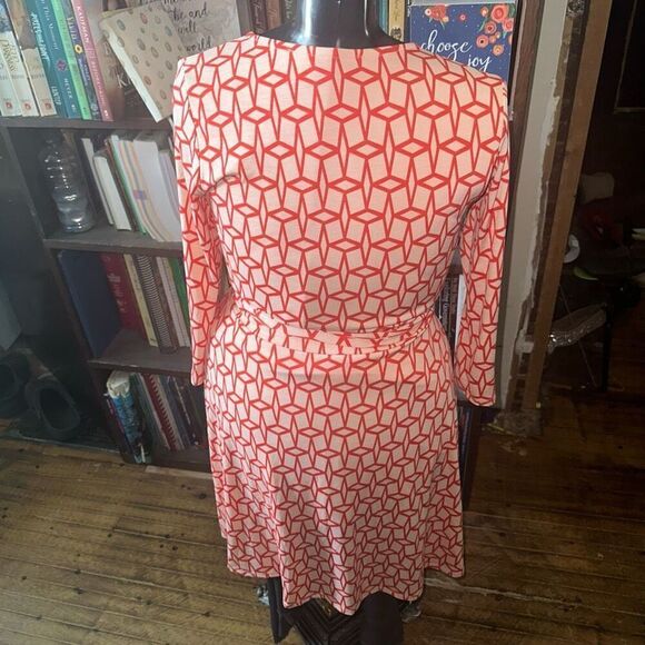 41Hawthorn orange faux wrap knit stretchy M travelcore dress - Picture 3 of 4